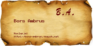 Bors Ambrus névjegykártya
