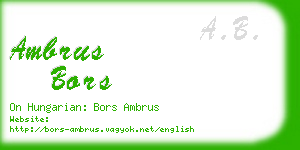 ambrus bors business card